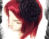 Sequins Sparkle Fabric Rose Alice Band, Burlesque, Party Wear, available in many colours.