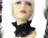 Black Lace Roses Collar, Gothic, Steampunk