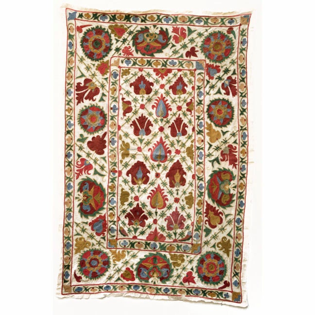 Vintage Embroidered Textile, Uzbek Suzani Tapestry, Item 3