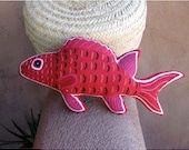FABULOUS Red Folk Art Fish Mola Pillow - Original Design Kuna Indian Reverse Applique