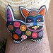 Fabulous Appliqued Mola Cat - ON SALE - Lavender Filled - Kuna Indian Reverse Applique