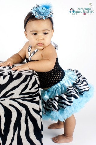 Sale .......Ready to ship Zebra Print Pettiskirt in blue sz 1 to 3 yrs old