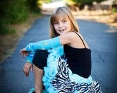 Sale ..........Ready to ship a Beautiful  Aqua Blue  Zebra Print  Petti Skirt for 3-5year old