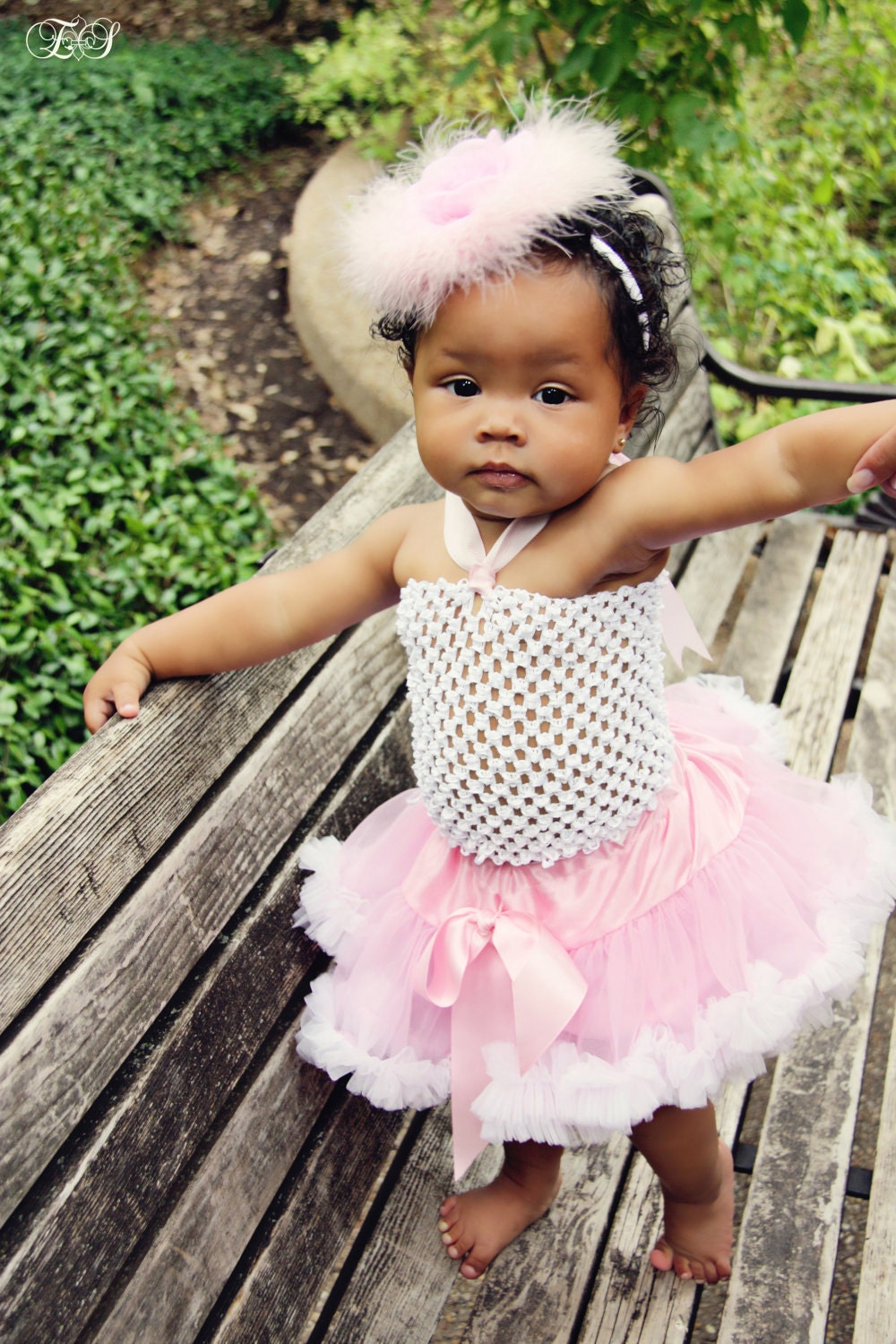 Sale........Ready to ship Lt Pink and White Pettiskirt sz Premie to 12 mons old only