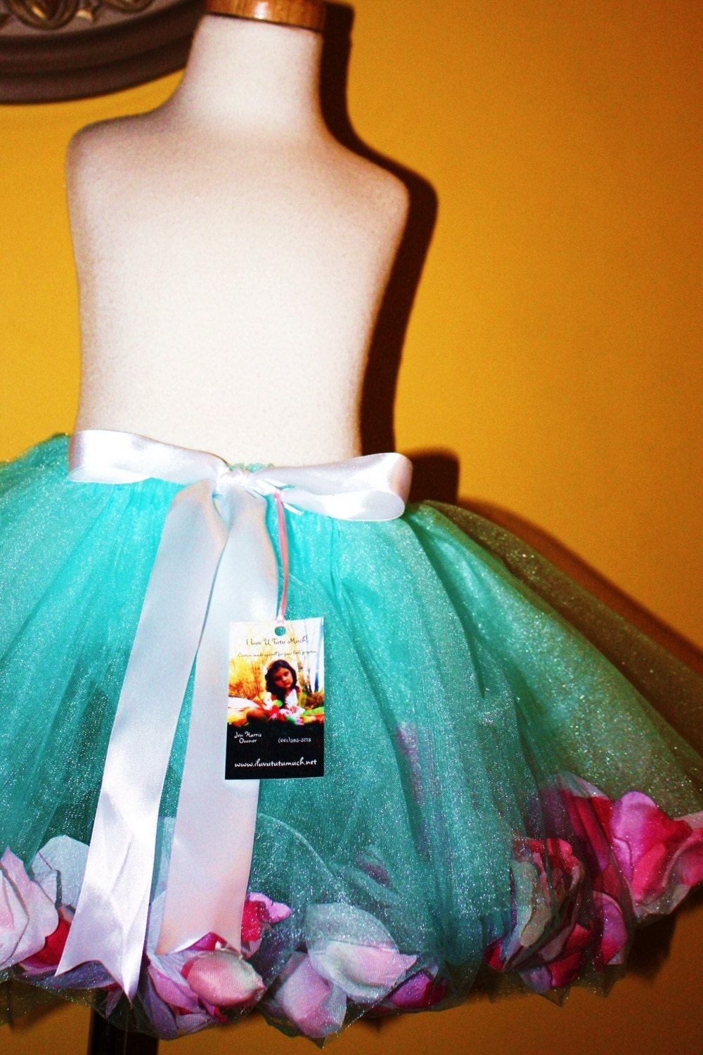 Aqua love petal filled tulle tutu skirt for girls toddler and teens....ballet,dress up or wedding....