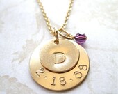 Custom Personalized Initial Date Birthdate Gold Filled Necklace