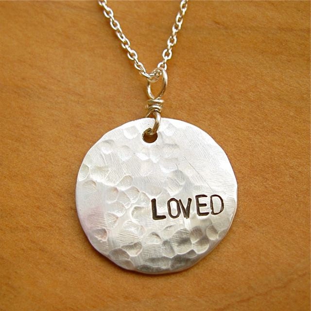Loved Word Quote Sterling Silver Reminder Necklace
