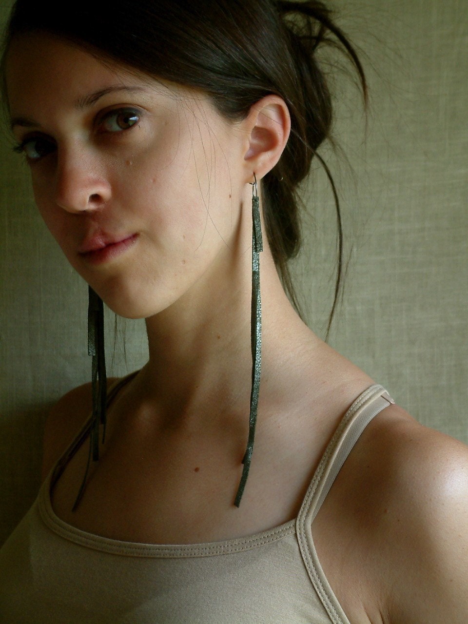 Flecked Lightning Leather Earrings by Hende