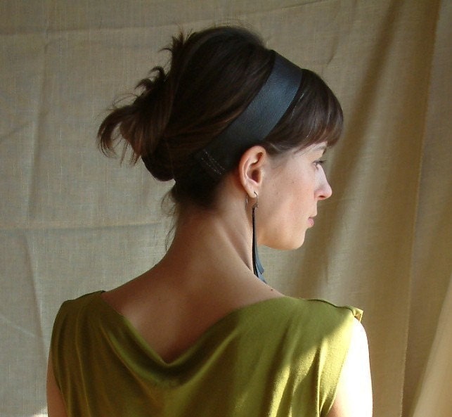 Black Leather 'Audrey Hepburn' Headband by Hende