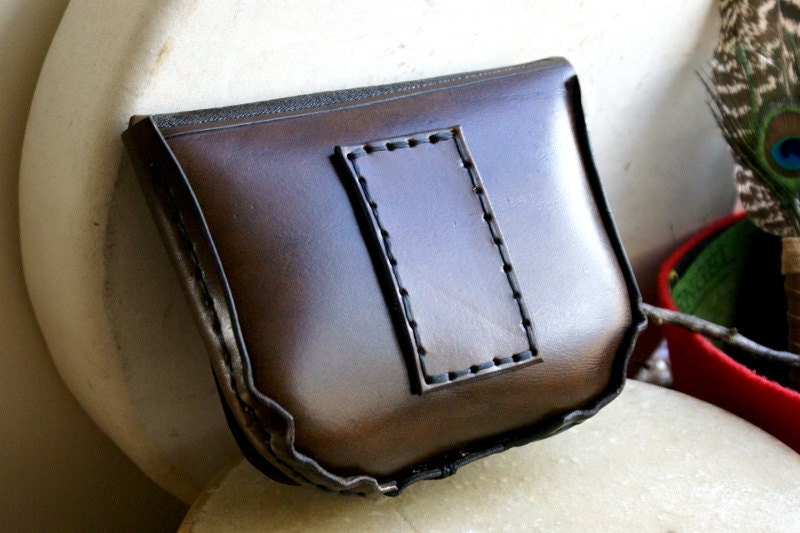 Leather Belt Bag with Celtic Beasts-Celtic Knot Work Leather Belt Bag-Tooled Leather Belt Bag-Brown Leather Belt Bag
