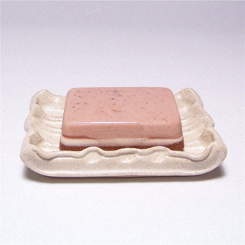 Stoneware Soap Dish in Sand (matches the sand and golden tan toothbrush holder)