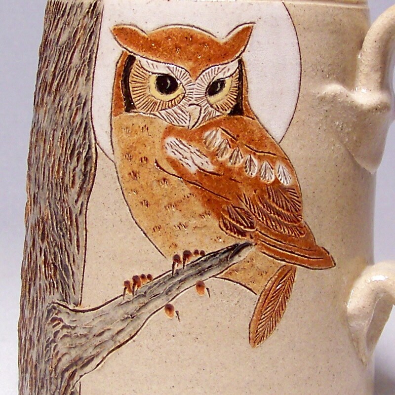 Owl and Moon Pottery Coffee Mega Mug Limited Series 186 (microwave safe) 24 ounce