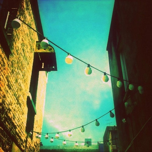 Architecture Photography Valley Laneway Cityscape Photograph 5x5 Turquoise Wall Decor Urban Photography Art Print City Buildings Photo