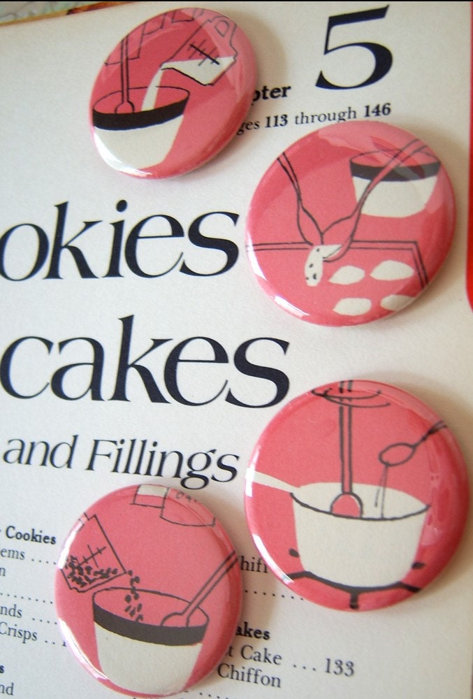 Retro Kitchen Divine  - Diamond Girl Thumbtacks OR Magnets  upcycled OOAK paper art