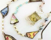 Stained Glass Soldered Broken China Dish Rosary- The Junkyard Patchwork Rosary - Mystarrrs