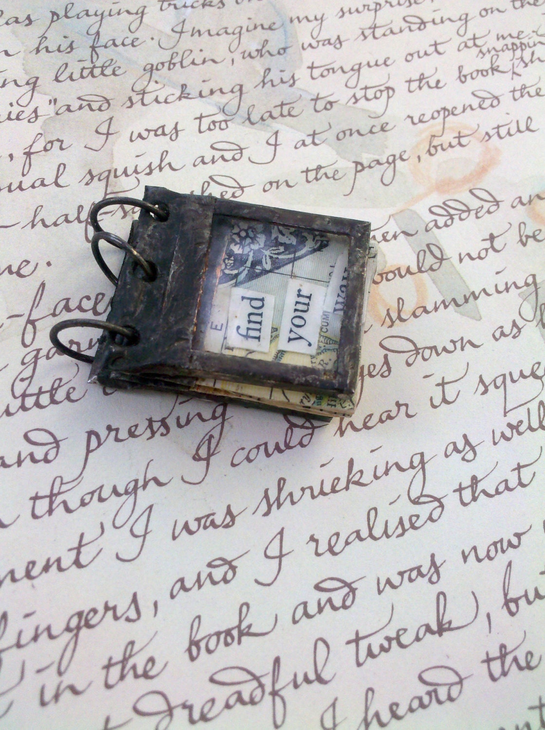 Soldered Stained Glass Miniature Journal Collage Art Book --No.2