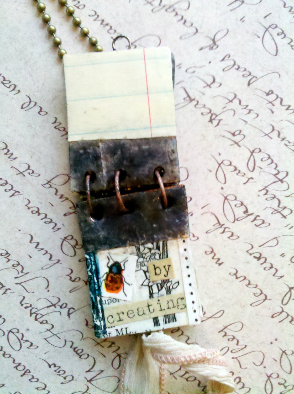 Book Necklace Miniature Book Pendant Glass Journal Collage Art Journal Jewelry Tiny Journal Book Charm Gift For Writer Gift for Book Lover