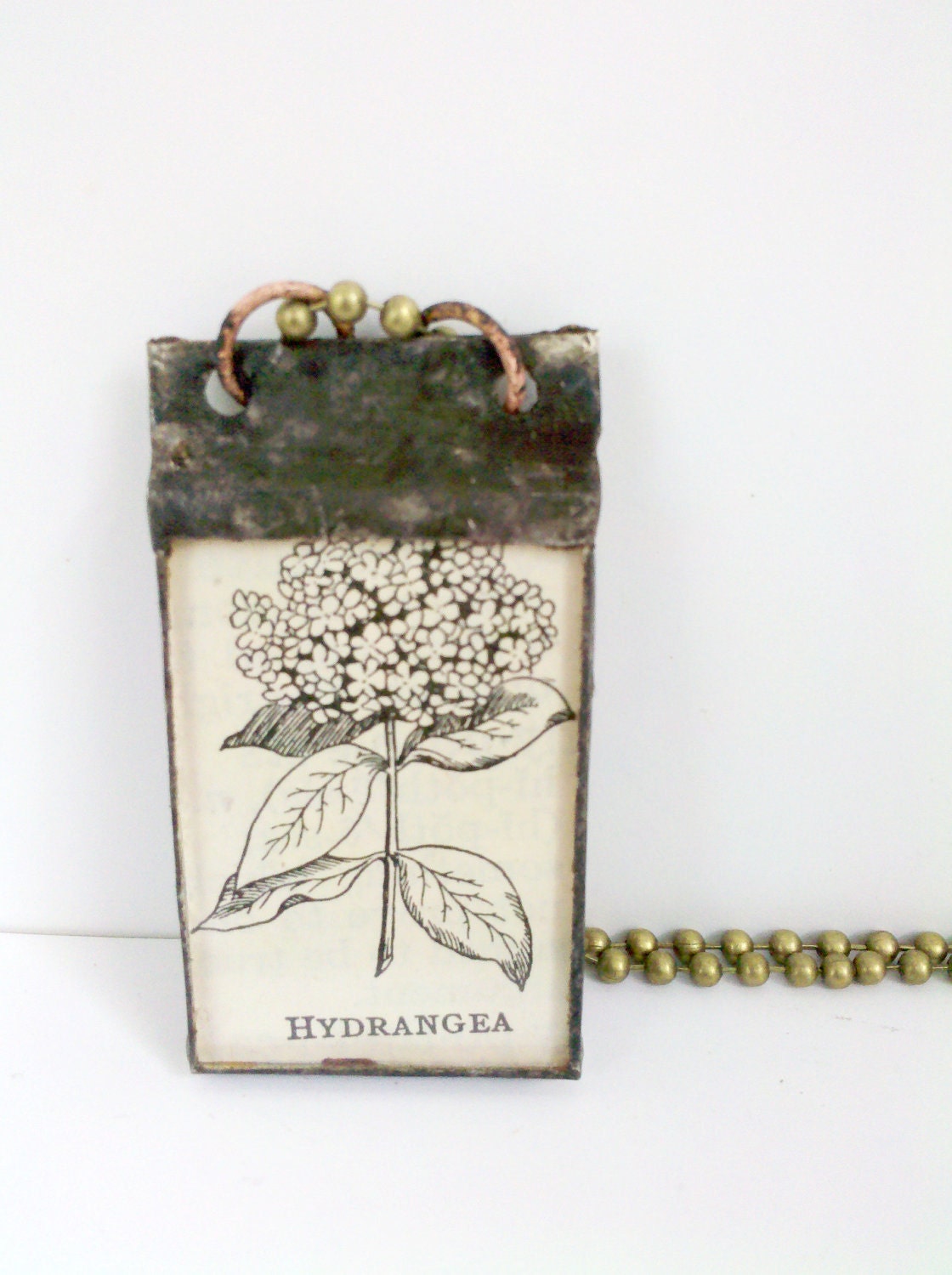 Hydrangea Pressed Flower Necklace, Stained Glass Flower Pendant, Soldered Hydrangea Necklace, Dried Flower Jewelry, Gifts for Her