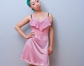 SHRINKLE Reconstructed Vintage Pink Ruffle Heart Slip - Medium