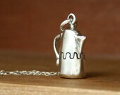 Coffee necklace -sterling silver coffee pot necklace