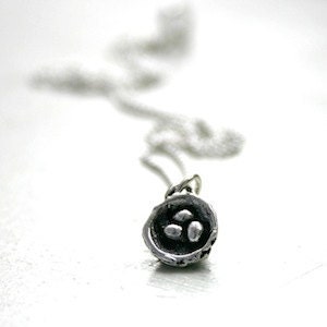 Bird nest necklace - Sterling silver Mothers necklace