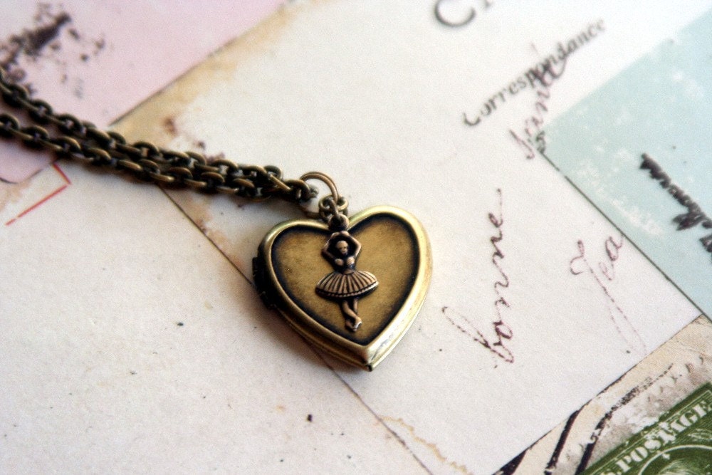 ballerina locket necklace. brass ox
