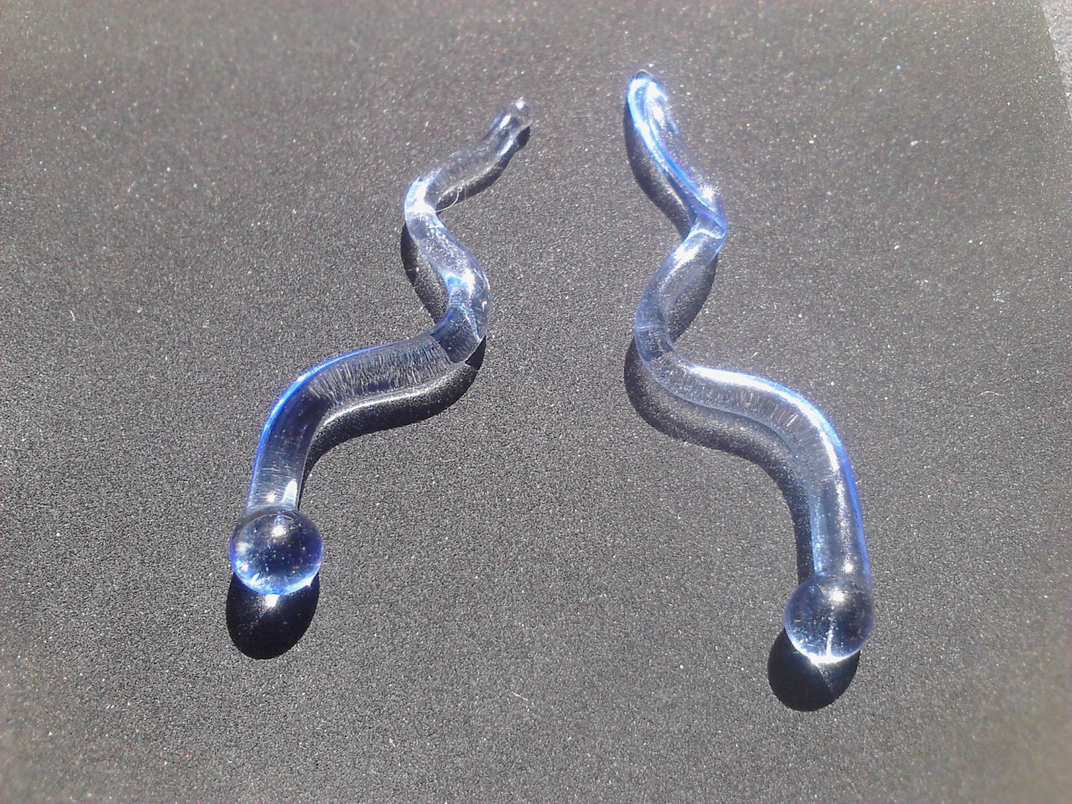 50 Percent Off SALE on Blue Glass Body Jewelry Pair of Stretcher Plugs CLEARANCE 12 Gauge