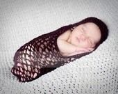Baby Photo Prop Cocoon in Burgundy  Wine Red  - Hand crocheted Lace Open Mesh - Merino Wool