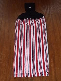 Red Black And White Striped Hand Towel With by MeAndMomsCrafts