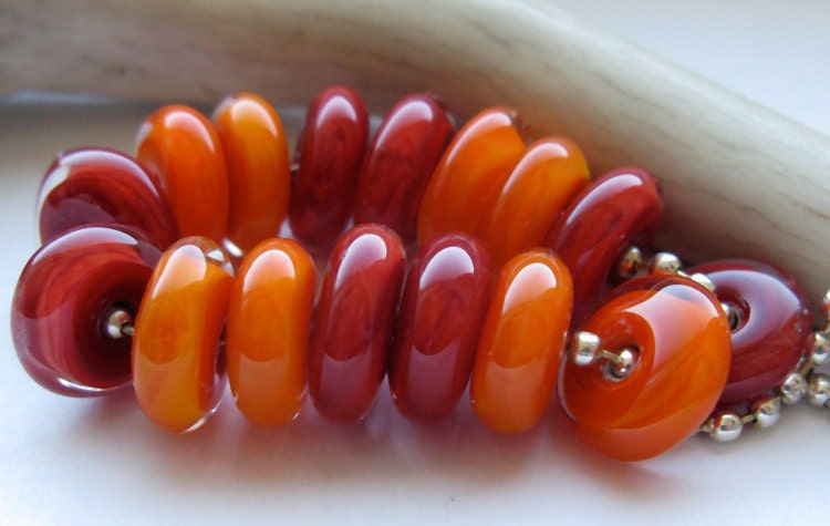 Lampwork Glass Encased Disc Beads - juicy ... apples and oranges -  Handmade Glass Bead Set from Ellen Dooley SRA (16)