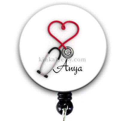 Badge Holder - Personalized Heart Stethoscope