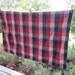 Vintage Woven Cotton Tablecloth - Navy White and Red Plaid