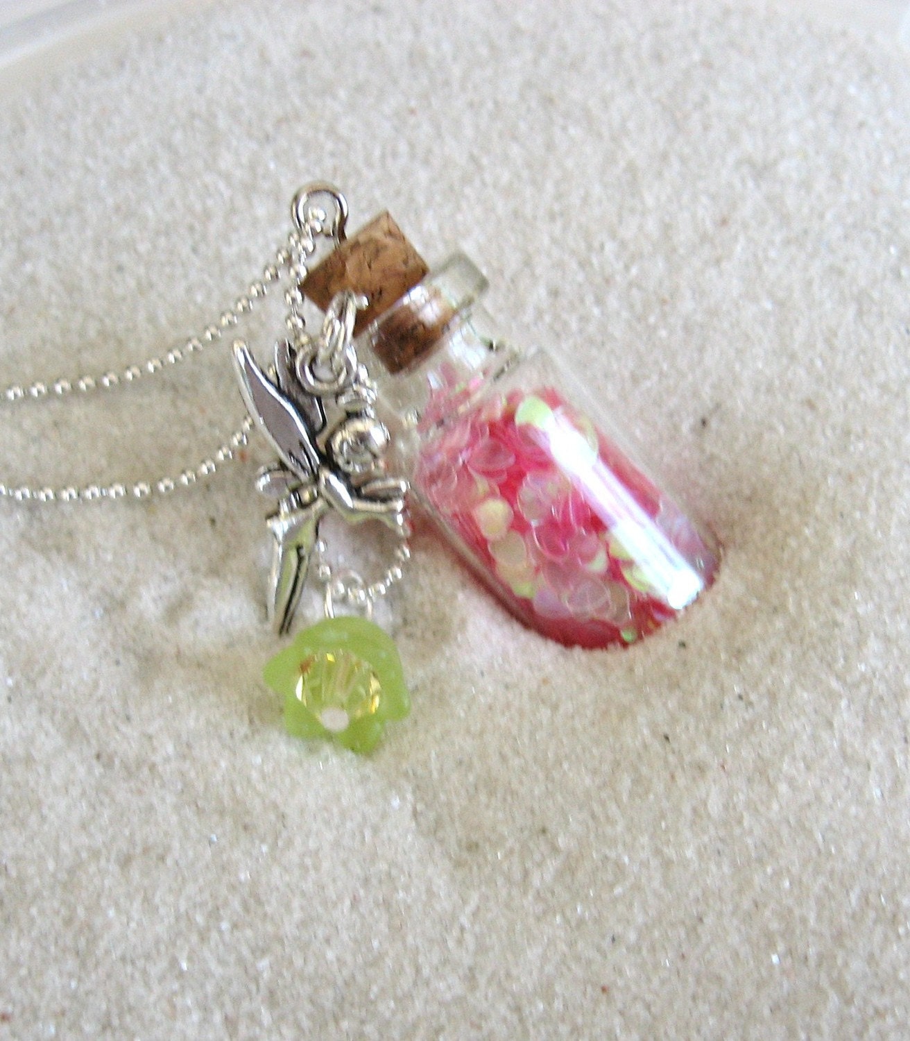 Faith Trust and Pixie Dust in a Bottle necklace