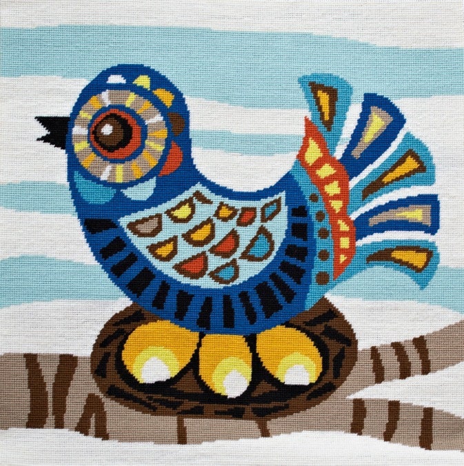 Mid-Century Bird needlepoint