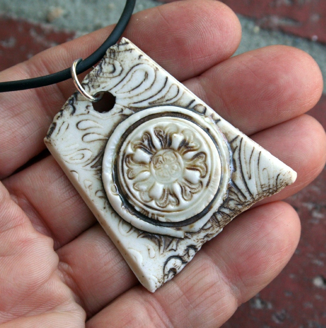 White Medallion Porcelain Pendant