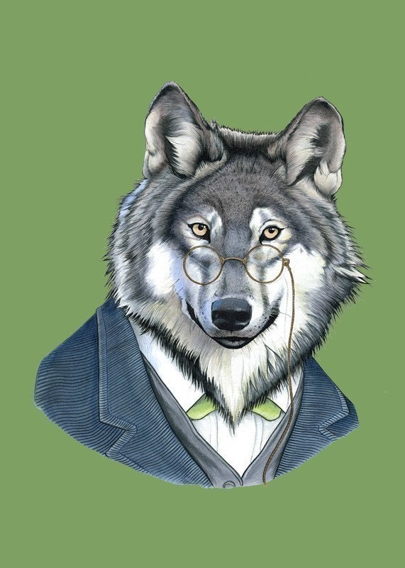 Wolf art print 5x7
