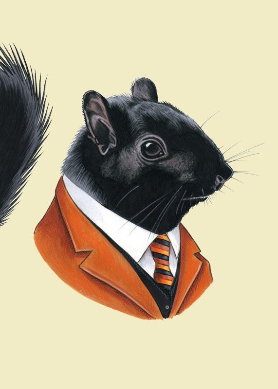 Black Squirrel art print 5x7