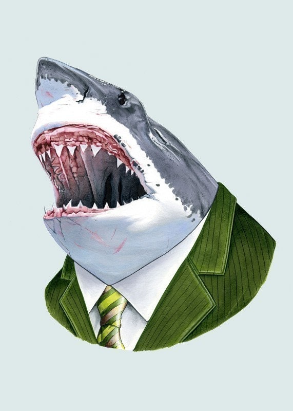 Great White Shark art print 5x7