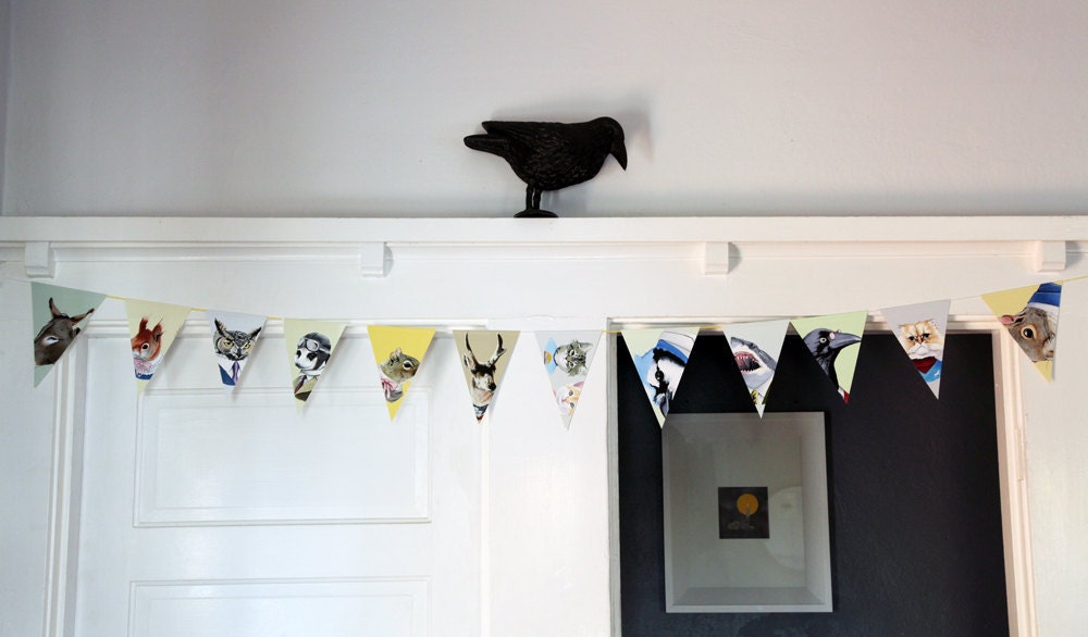 Recycled Paper Pennants - Animals in Suits