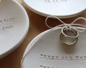 wedding ring holder, personalized CUSTOM Ring Bearer Bowl, jewelry dish by Paloma's Nest - ceramic  pillow alternative for wedding