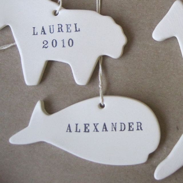 CUSTOM animal ornament in your choice of shapes -perfect for baby's first Christmas or to add to your collection- by Paloma's Nest