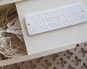 Wedding or Baby Keepsake Box with Personalized Tile by Paloma's Nest