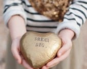 CUSTOM heart of gold- papier mache sculpture with your personalized words by Paloma's Nest