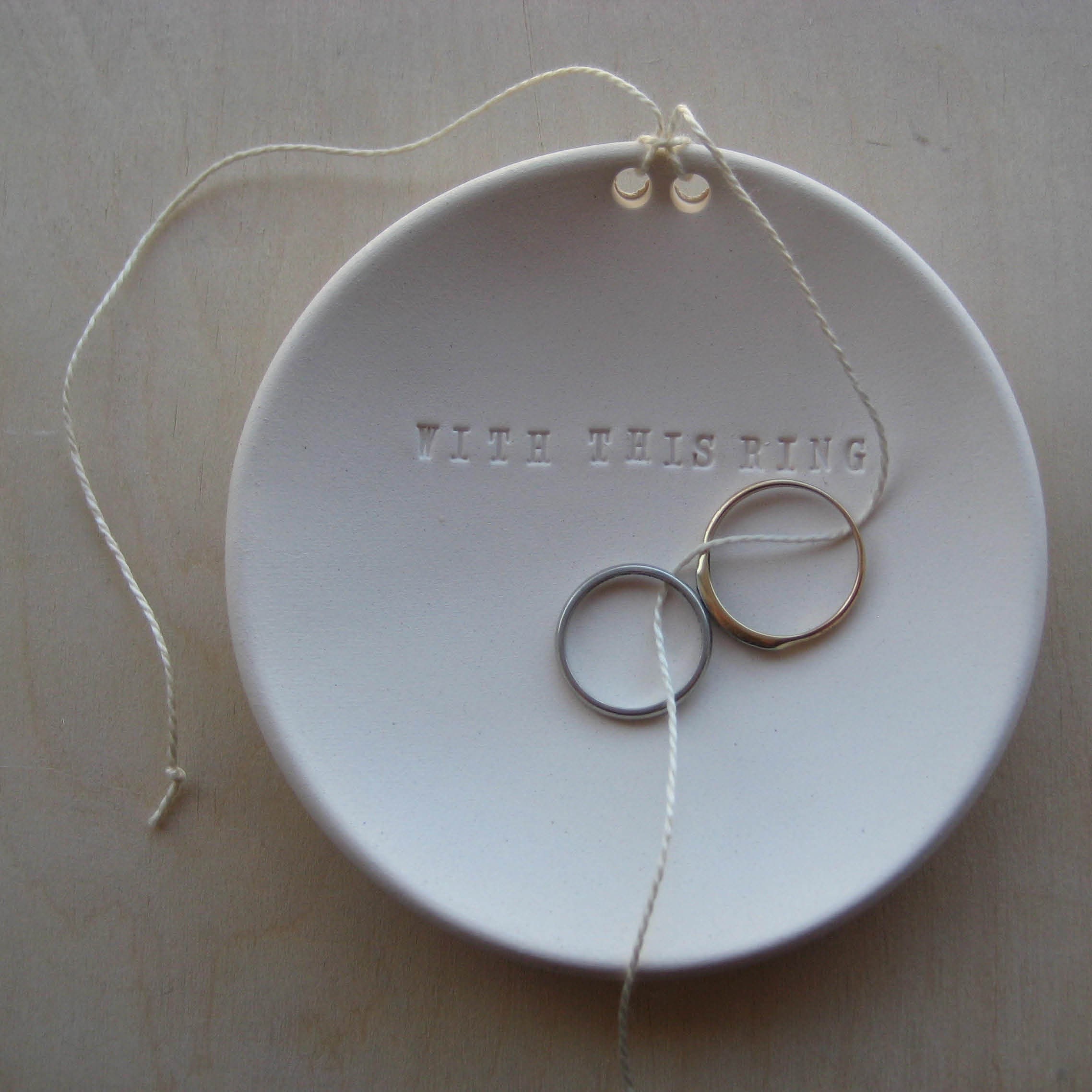 Wedding Ring Holder Ring Pillow Alternative WITH THIS RING Ring Bearer Bowl commitment ceremony dish ring plate by Paloma's Nest