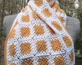 Vintage Crochet Granny Square Scarf - Doily Design