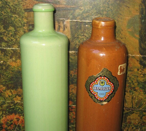 Vintage Pottery Wine Bottles Clay Vessels by Fishlegs on Etsy