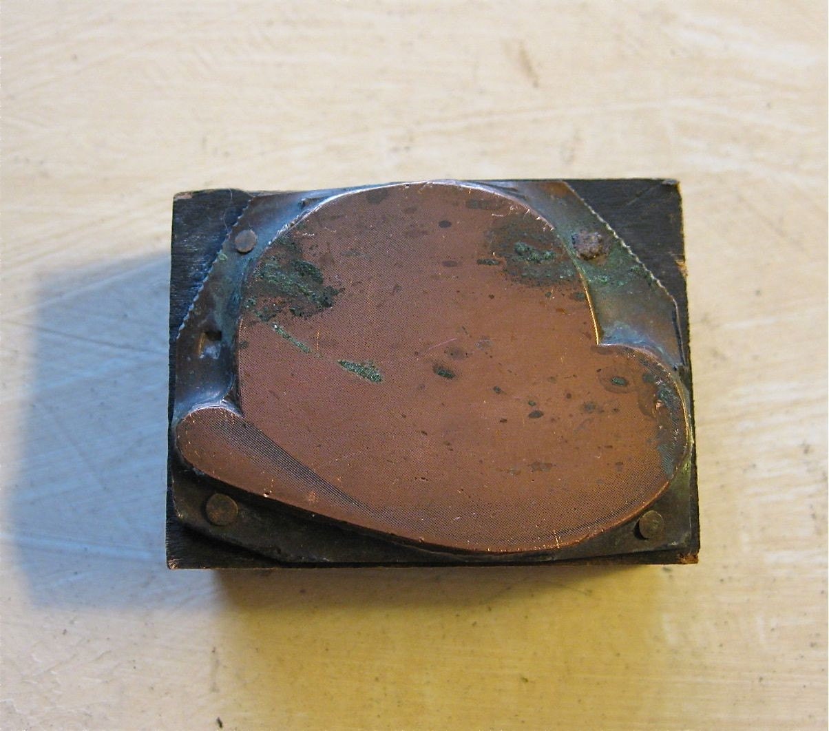 Vintage Letterpress - Printing Block - Copper on Wood