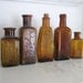 Vintage Medicine Bottles- 5 Amber Glass