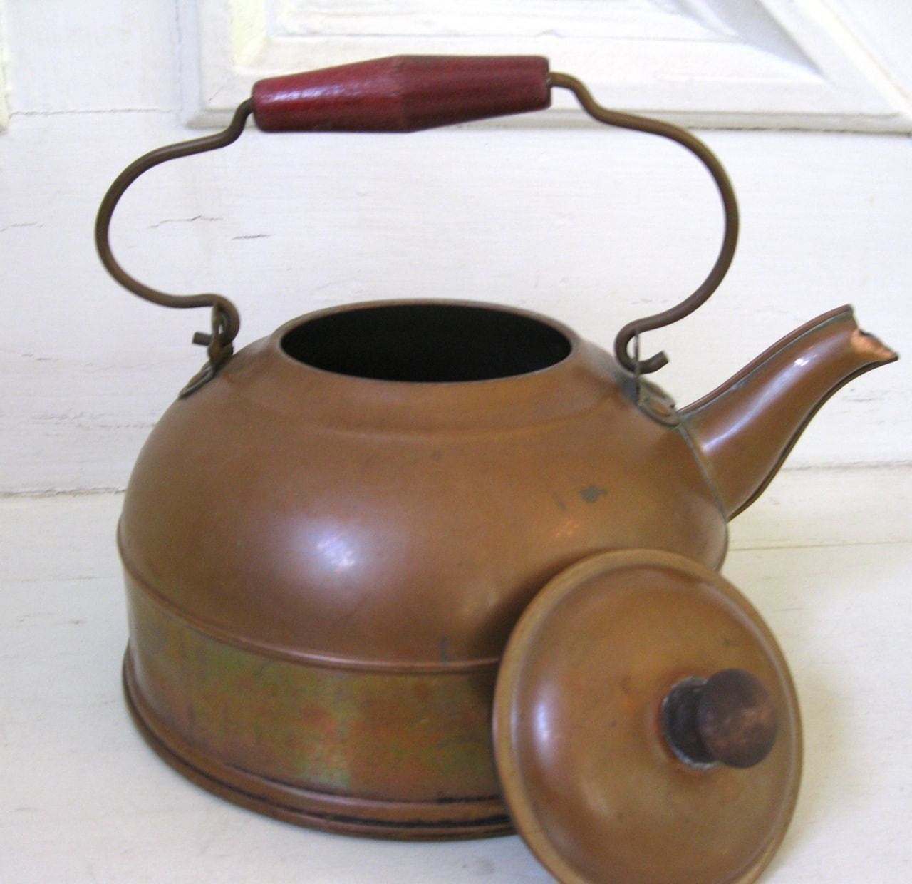 Vintage Copper Tea Kettle Primitive by Fishlegs on Etsy