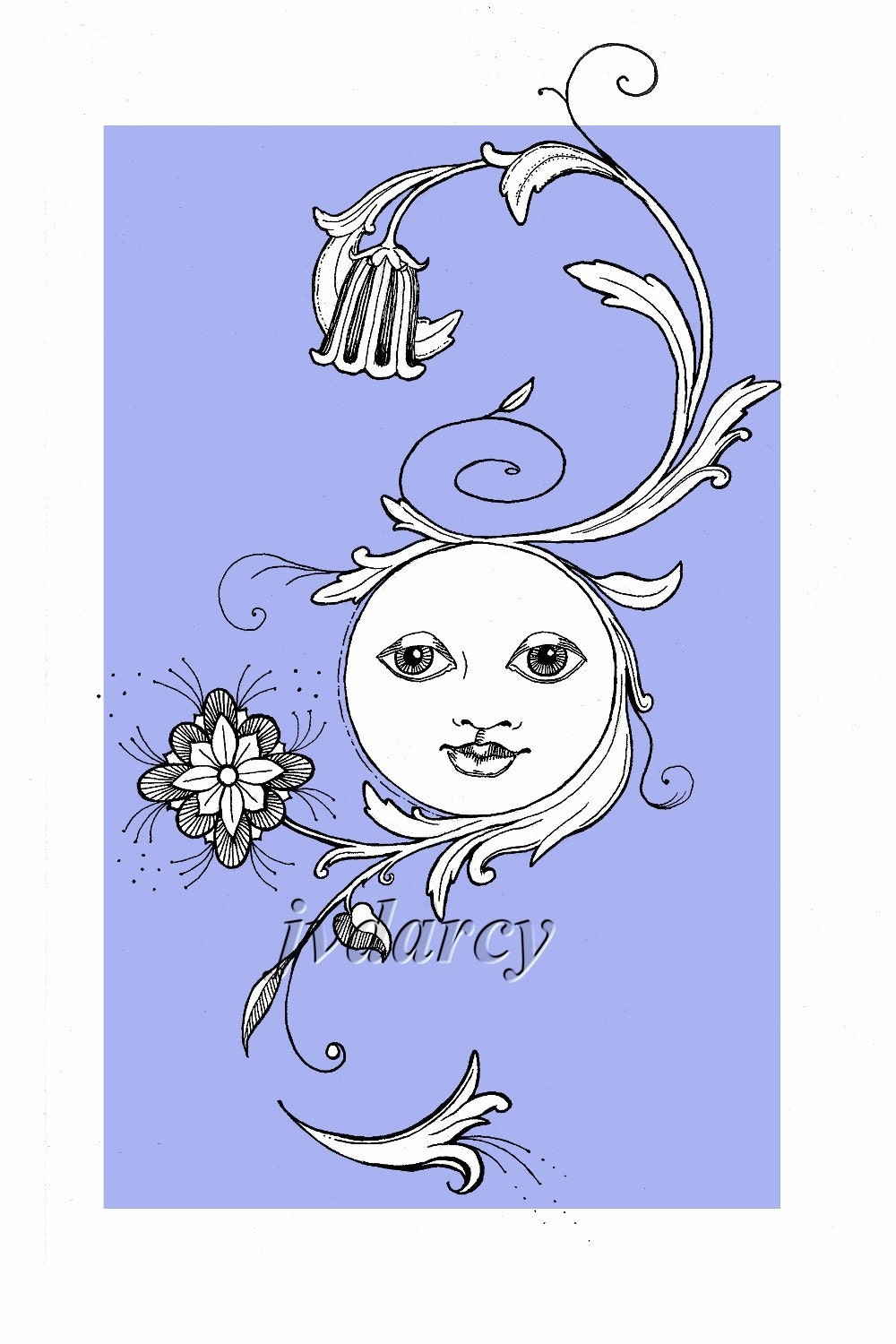 Paisley-Face  --  Print of an Original Art Deco Drawing